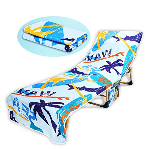 QCWN - Toallas de playa, funda para tumbona, textiles del hogar, tapete de baño de lino para exteriores, tumbona, silla de playa con bolsillo lateral, 83.5 x 29.5 pulgadas
