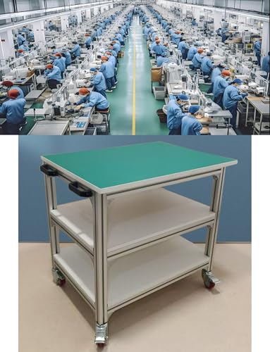 Mesa de trabajo antiestática con ruedas de bloqueo para electrónica y uso en laboratorio