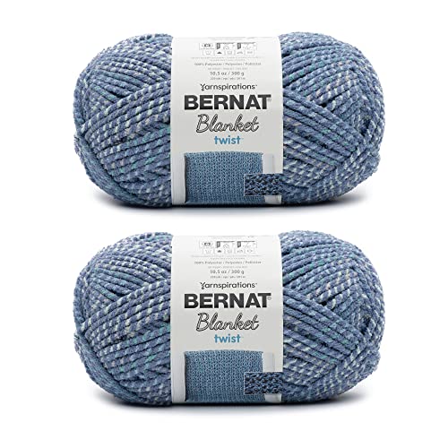 Image of Bernat Blanket Twist Sea Breeze Yarn - 2 Pack of 300g /10.5oz - Polyester - 6 Super Bulky - 220 Yards - Knitting /Crochet