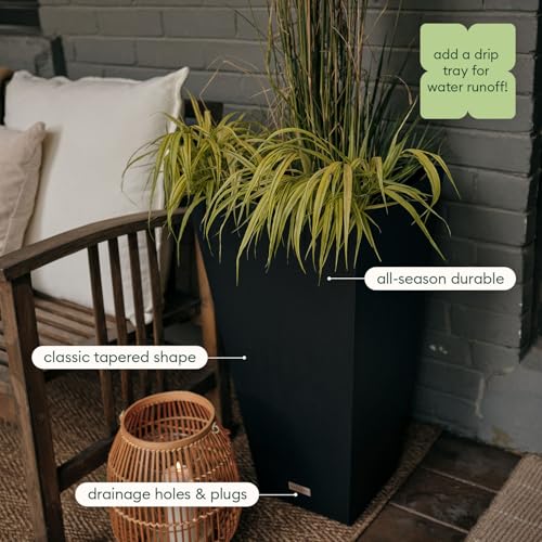 Image of Veradek Pure Series Taper Planter & Drip Tray - Tapered Planter with Shelf