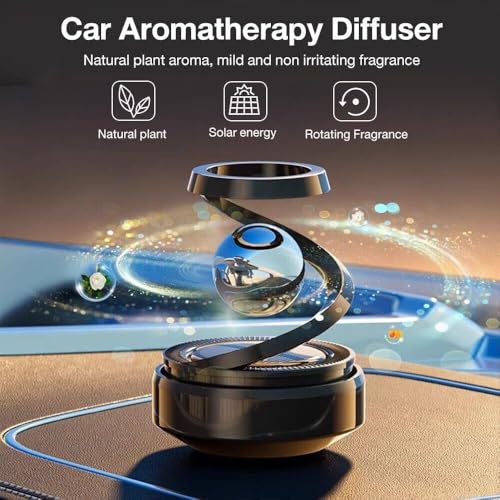 Image of Car Aromatherapy Diffuser for Dashboard with Solar Panel Rotating Design, Metal Frame Spiral Holder and Fragrance Container for Vehicle Interior Use (MULTICOLOR)