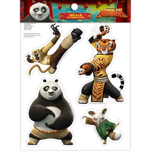 DreamWorks Kung Fu Panda Decals - Set of 4 Vinyl Stickers Po, Tigress, Master Shifu, Monkey for Car Laptop Computer Kids Water Bottle Outdoor Waterproof