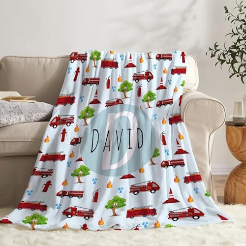 Image of Fire Truck Pattern Blanket Gifts Fire Truck Pattern Throw Blankets for Boys Girls Super Soft Fleece Flannel Air Conditioning Fire Truck Pattern Blanket for Couch Bed 50x40 in for Kid