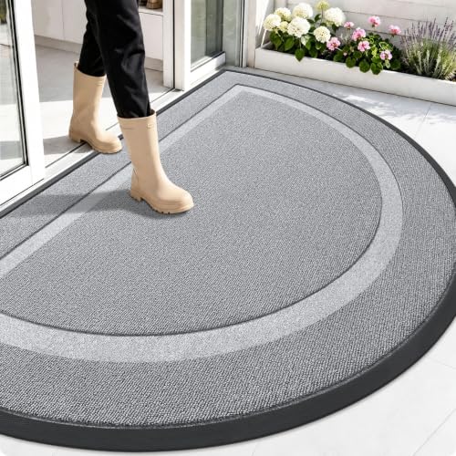 OLANLY Half Circle Front Door Mat Outside 59x34 All-Season Rubber Doormat
