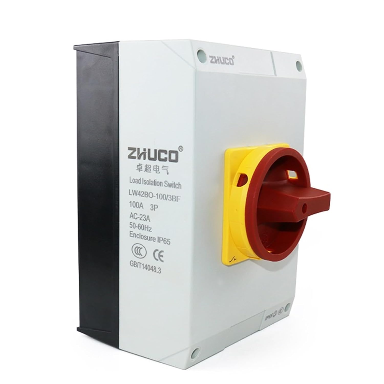 LW42BO-100/3BF 4BF 100A ON Off Two Position 3 Poles 4 Poles Rotary Selector Changeover Cam Switch with Waterproof Box(LW42BO-100 3BF 3P)