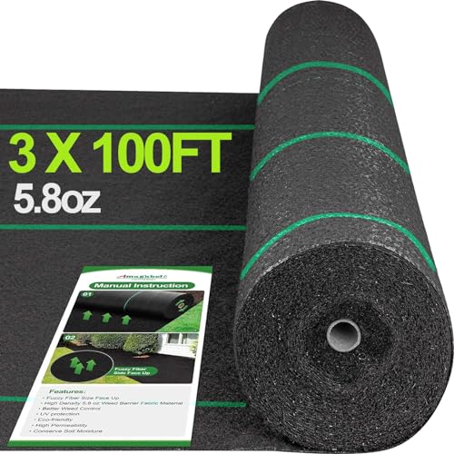 AMAGABELI GARDEN & HOME 5.8oz 3ft x 100ft Weed Barrier Landscape Fabric Ground Cover Weed Cloth Heavy Duty Weed Block Gardening Ground Mat Woven Weed Control Fabric Geotextile Garden Lawn Outdoor