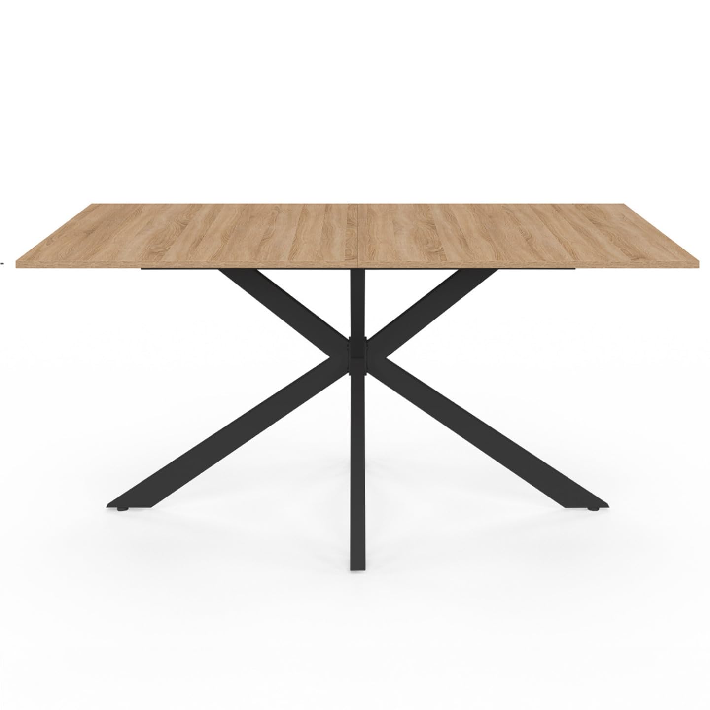 IDMarket - Rechteckiger Esstisch ALIX 8 Personen Spinnenfuß Holz und Schwarz 160 cm