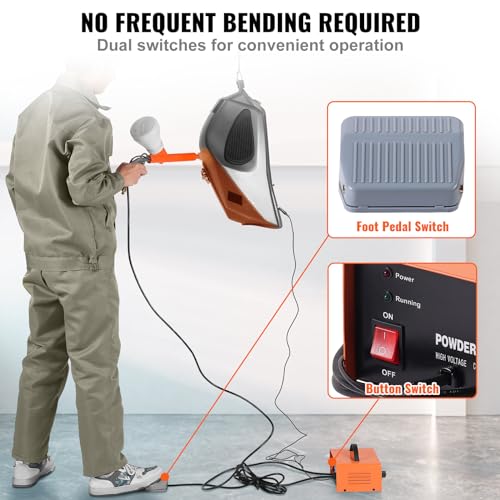 Image of VEVOR Powder Coating System, 50KV Electrostatic Output Powder Coating Kit with Foot Switch, Spray Gun, Nozzles and Powder Cups, Powder Coating Equipment for Home DIY and Commercial Production