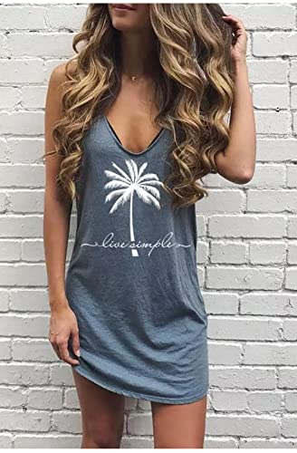Image of CHUNTIANRAN Mini Dress for Women Swimsuit Coverup Beach Hawaiian Tank Dress | Country Concert Outifts for Women Summer Dress Vacation Outfits