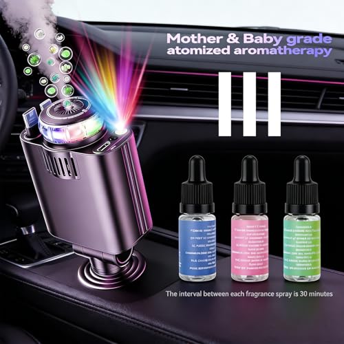 Image of Retractable Car Charger with Aromatherapy and Starlight, 5 in 1 USB C Car Charger Adapter, 69W Fast Charging Cars Phone Chargers, Cars Air Freshener Compatible with iPhone 17 16 15 14 13 and Android