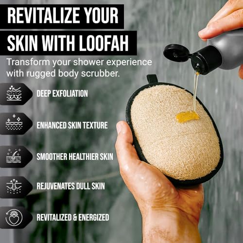 Image of SERRENTO Mens Loofah Body Scrubber - Shower Sponge Luffa 2PCS Baths Hygiene