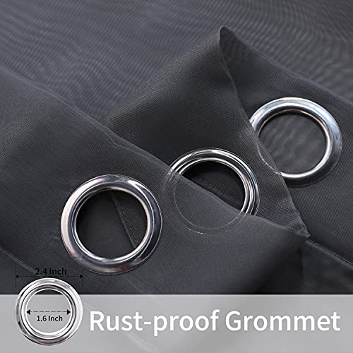 BONZER Outdoor Sheer Curtains for Patio Waterproof - 2 Panels Wide Grommet Indoor Voile Curtains for Living Room, Bedroom, Porch, Pergola, Cabana, 100 x 95 inch, Grey by BONZER - Image 3