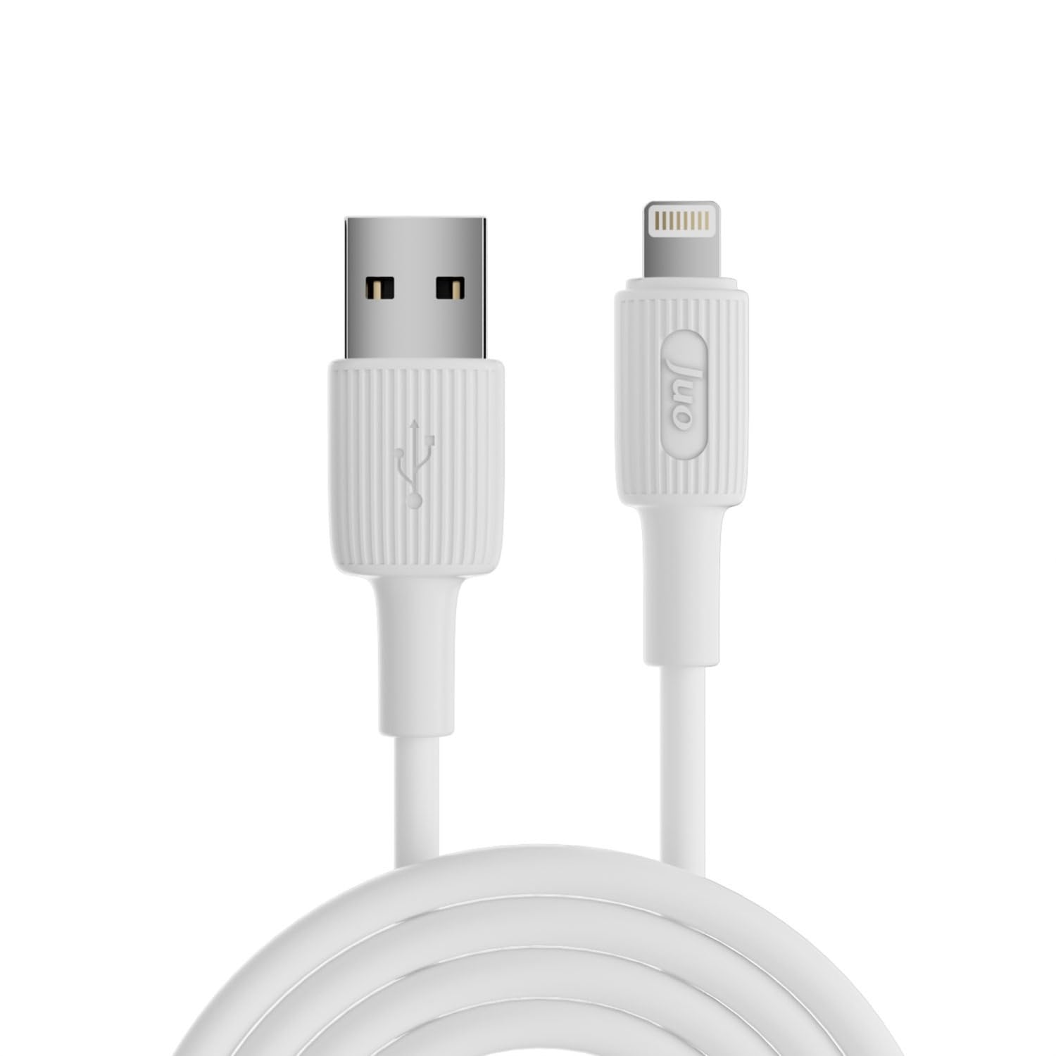Juo 12W 2.4A USB-A to Lightning iPhone iPad ile Uyumlu Silikon Hızlı Şarj ve Data Kablosu Beyaz 1 Metre