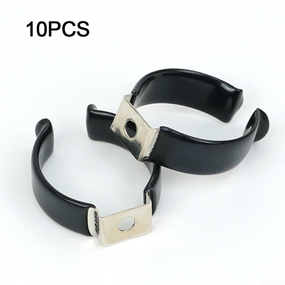 SPORTARC 10Pcs Spring Terry Clips, Heavy Duty Tool Storage Strap, Wall Mounted Tool Spring Terry Clips Storage Hangers (28MM, Black) - Image 2