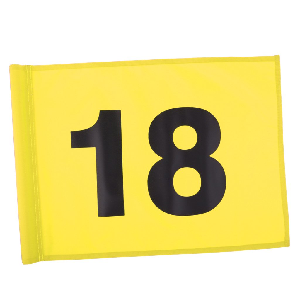 Formation De Pratique Professionnelle De Golf Professionnel en Nylon Durable De Drapeau De Golf Mettant Le Fanion De Bannière De Drapeau Vert avec Le - Jaune avec Le Numéro 18, 51 x 36cm