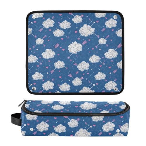 Bolsa organizadora de herramientas para cabello Cloud Arrow Navy para plancha, rizador, secador y accesorios de styling, portátil, resistente al calor, gran capacidad y apertura amplia miniatura 3