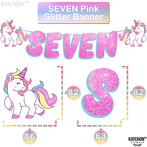 Katchon, 7Th Unicorn Party Decorations - Glitter Seven Banner, Number 7 Balloon 40 Inch | Giant Unicorn Balloons, 43 Inch | Unicorn Birthday Decorations For Girls 7 Years Old | 7Th Birthday Girl #TOP3