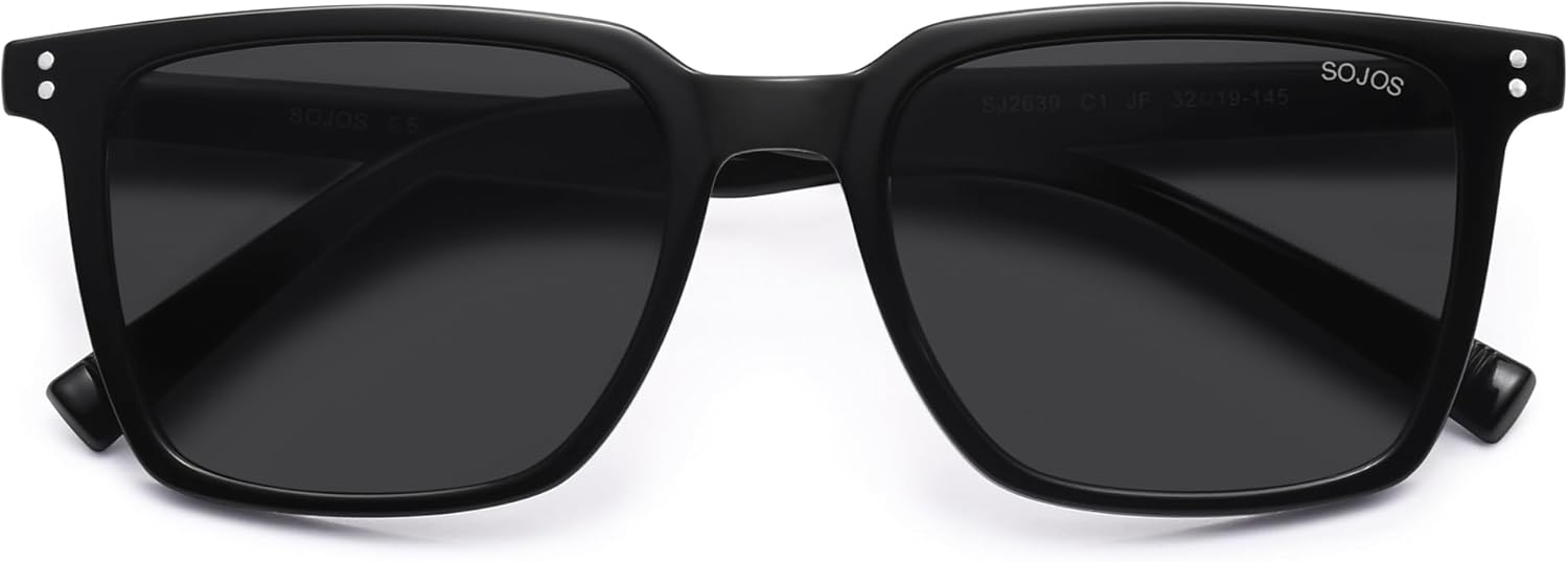 SOJOS Unisex Rectangle Polarized Sunglasses TR90 Square Frame UV400 Protection Lightweight Flexible for Men and Women - Image 4