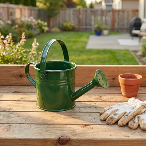 Image of DOITOOL Kids Metal Watering Can, 2pack Small Iron Watering Can for Gardening Succulents Bonsai Houseplants, Mini Water Pot for Children Sprinkling Bucket (Mixed Style: Dark Green and Light Green)