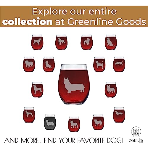 Corgi Stemless Wine Glasses (Set of 2) | Unique Gift for Dog Lovers | Hand Etched with Breed Name on Bottom by Greenline Goods - Used condition - Image 6