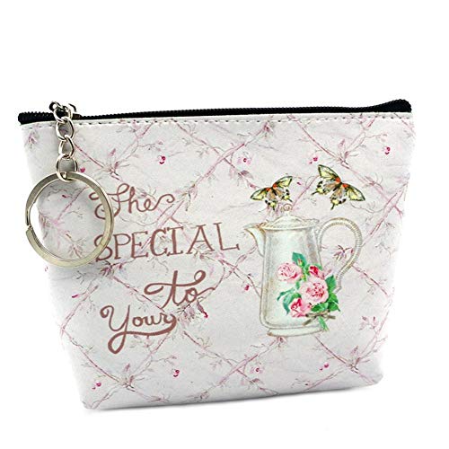 Preisvergleich Produktbild KTENME Geldbörse mit Münzen-Reißverschluss, PU-Leder, für kleine Münzkarten, Schlüsselanhänger (25 x 9 cm)