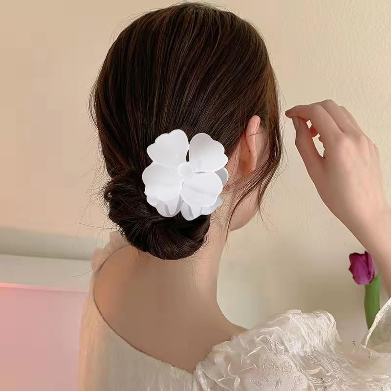 French Flower Claw Hair Clips for Women Non-Slip Strong Hold Clips for Thick Hair,Medium Hair Claw Clips Hair Accessories (HairclawFrench2) - Image 3