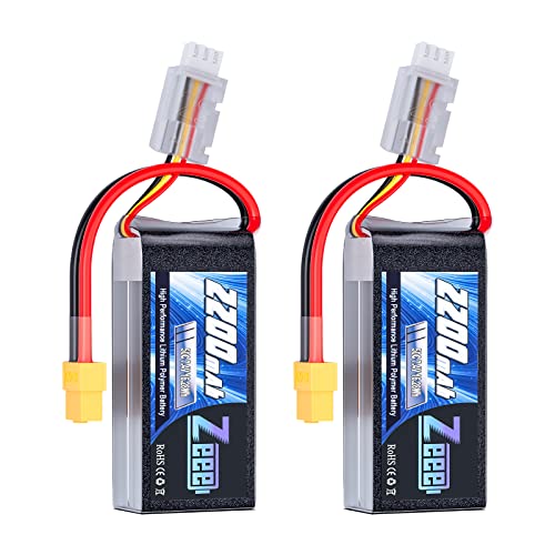 Zeee 2S Lipo Batterie 50C 2200mAh 7.4V Batterie Courte avec Prise XT60 pour 1/16 Slash RC Voiture RC Camion RC Hélicoptère Avion Quadcopter Drone RC Bateau...