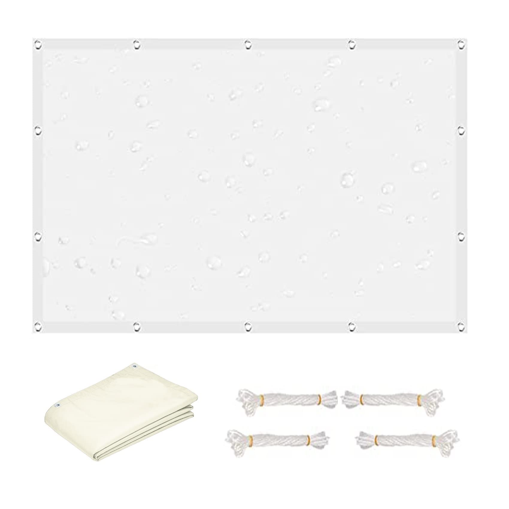 Voile d'ombrage imperméable 1.8x4m | Pare-soleil blanc avec œillets pour jardin
