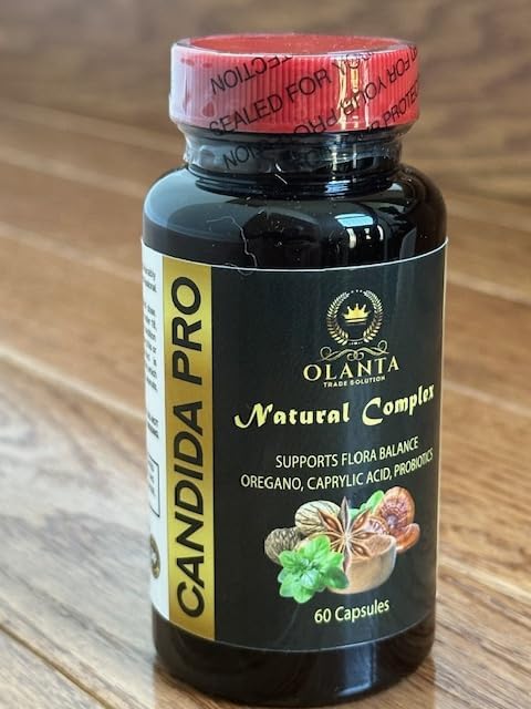 Cápsulas de apoyo Candida con mezcla de bienestar herbario para limpieza interna, equilibrio digestivo y apoyo diario de rutina  1 botella de 60