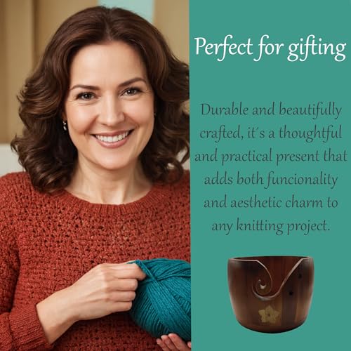 Image of Gutyca Yarn Bowl for Crocheting - Wooden Bowl, Hooks, Kit, Accessories, Holder, Knitting Kit, Gifts