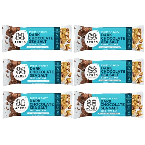 88 Acres Granola Bars Dark Chocolate Sea Salt 6 Count School Safe Allergen Free Seed & Oat Snack Bar Gluten & Nut Free Vegan Non-GMO & Kosher Individually Wrapped