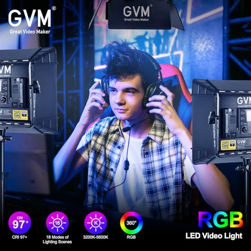 GVM 800D RGB Photography Lighting Kits with 3 Softboxes, 3 Packs Studio Lights with Bluetooth Control, YouTube Video Light with Upgrade18 Lighting Scenes, led Panel Lights for Video Recording by GVM Great Video Maker - Image 4