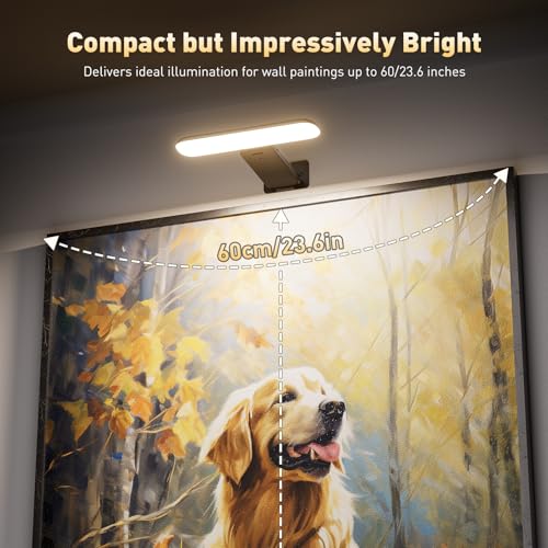 NARUNDREN 2 Pack Picture Lights for Wall, Rechargeable LED Picture Light Battery Operated with Remote, Dimmable Poster Light for Paintings, Portraits, Art Frames, Display Lighting for Wall Decor,Black