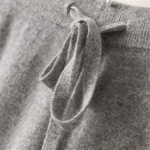 Womens Knit Lounge Wide Leg Pants Solid Soft Casual Merino Wool Drawstring Elastic Wide Leg Pant Brown Gray XXL2