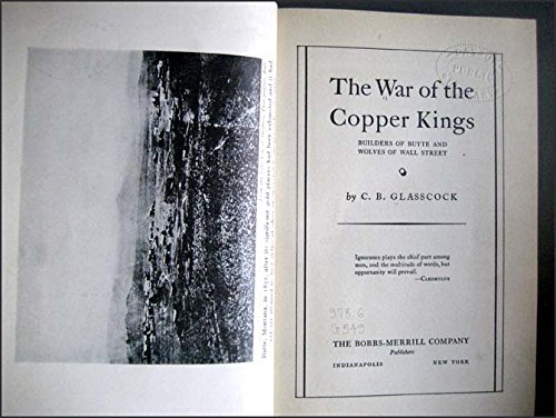 The War of The Copper Kings 1935 First edition B00YJNOVMM Book Cover