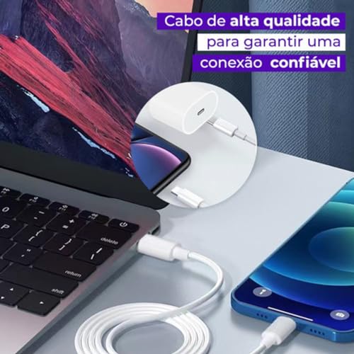 Carregador Turbo 25W Compativel C/iPhone 8 Plus X Xr 11 12 13 14 Pro Max Carga Rápida Usb-c Com Cabo