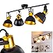 Produktbild Deckenleuchte Borik, Deckenlampe aus Metall in Schwarz/Gold, 4-flammig, mit verstellbaren Strahlern, 4 x E14-Fassung max. 25 Watt, Spot im Retro/Vintage Design, für LED Leuchtmittel geeignet