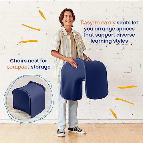 Image of ECR4Kids Wave Seat, 18in - 19.6in Seat Height, Perch Stool, Navy