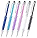 Stylus Pens, Besgoods 6Pcs Crystal 2 in 1 Slim Capacitive Stylus &Ballpoint Pen for Touch Screens, iPhone 7 8 Plus x, iPad, Samsung Galaxy, Tablets, Sky Blue pink Purple Royal Blue Black White