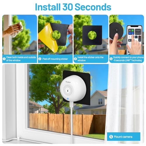 Image of Noonkey Window Camera for Home Security - 3MP Ultra HD, Smart AI Color Night Vision, Anti-Reflection Indoor Window Security Camera with Custom Zone Detection, Alexa & 10X Zoom