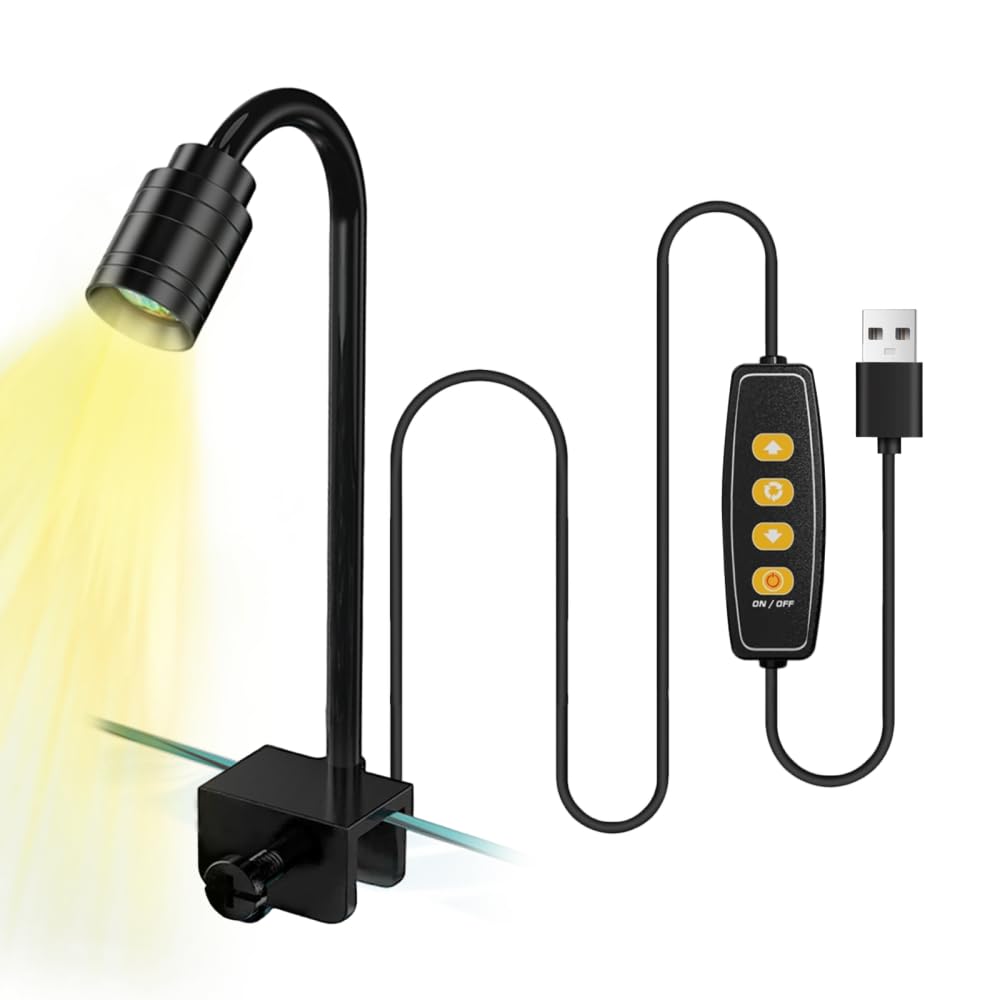 BDKMMS LED Aquarium Light, 4W Clip-On Dimmable Fish Tank Lamp with 3 Colors, Full Spectrum Fish Tank Lights for Plants, Terrariums, Coral