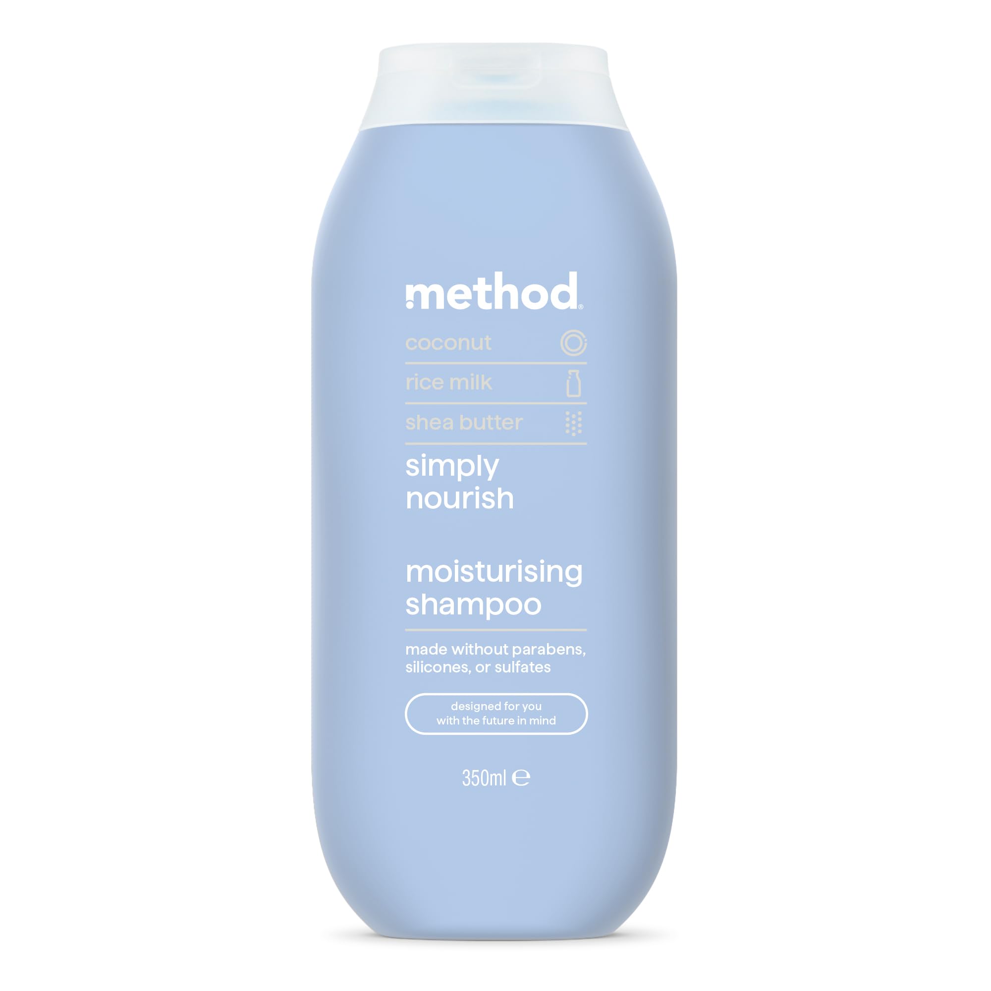 Method Moisturising Shampoo, Simply Nourish, Coconut, Rice Milk & Shea Butter Scent, Sulphate-Free, 350ml