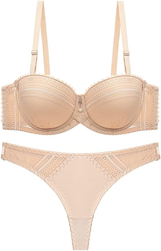 Sexy Thong Bra Set Women's Solid Color Lace Women Underwear B C Cup and Panty