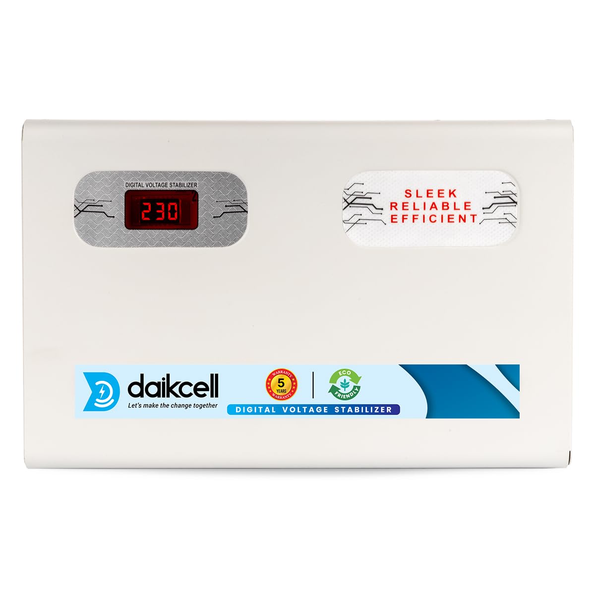 daikcell 5 KVA 130V-300V Digital Voltage Stabilizer for All Inverter and Non-Inverter AC along with Digital Display & Intelligent Time Delay System Upto 2 Ton AC 4000W -5 Year Warranty - DSR022 - Grey