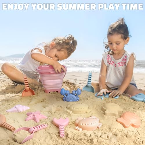 Image of Dreamon Sand Toy Beach Toy Children, 18 Pieces Travel Sand Toy with Foldable Bucket, Sandpit Beach Toy for Children from 1 2 3 4 5 Years Girls Boys