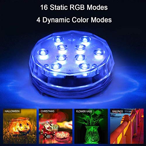 LEDGLE Poolbeleuchtung Unterwasser Led Licht wasserdichte RGB Beleuchtung mit RF Fernbedienung 10 LED Lampe für Teich… – Bild 4