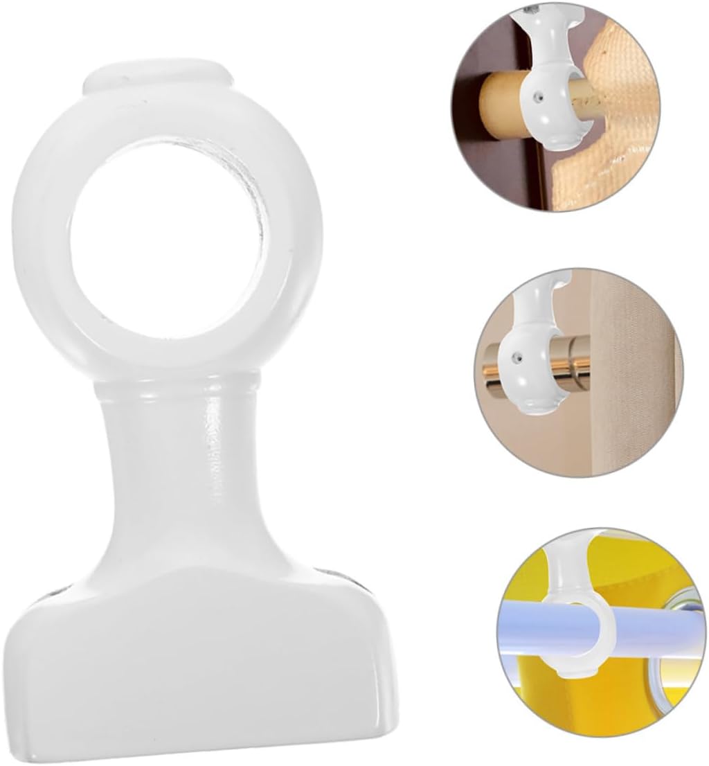 2pcs Valance Brackets White Wooden Curtain Rod Holders No Drill Decorative Curtain Rod Bracket