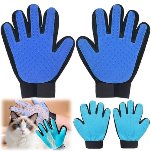 ZDQC 1 Pair Pet Hair Remover Glove, Double Sided Grooming Glove, Double-Sided Pet Care Gloves, Static Hair Removal Gloves, Reusable Grooming Gloves for Pets