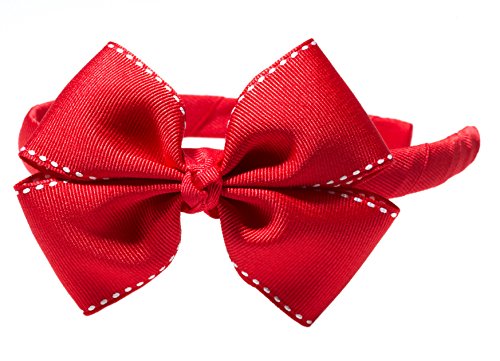 Anna Belen Girls"Sara" Stitched Grosgrain Bow Headband O/S Red