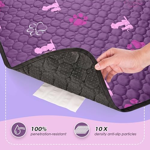 Image of WanpeeGoo Washable Pee Pads, Puppy Pee Pad for Dogs, 2 Pack Absorbent Reusable Training Dog Pads Pet Puppy Pads, Non-Slip Potty Pads for Whelping, Playpen, Crate, Bed, Purple 18 inchx24 inch